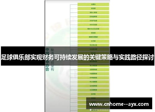足球俱乐部实现财务可持续发展的关键策略与实践路径探讨 足球俱乐部实现财务可持续发展的关键策略与实践路径探讨