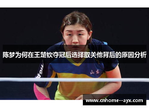 陈梦为何在王楚钦夺冠后选择取关他背后的原因分析